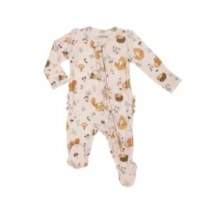 Angel Dear Woodland Families Bamboo Viscose Ruffle Zipper Footie