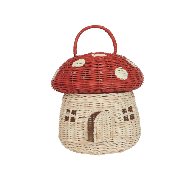 Olli Ella Rattan Red Mushroom Basket part of our Woodland collection