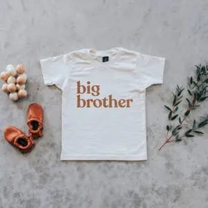 Gladfolk Big Brother in Camel Organic Kids Tee