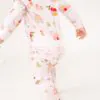 Angel Dear Gingerbread Village Pink Bamboo Viscose Ruffle Zipper Romper
