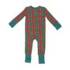 Angel Dear Holiday Plaid Bamboo Viscose Zipper Romper