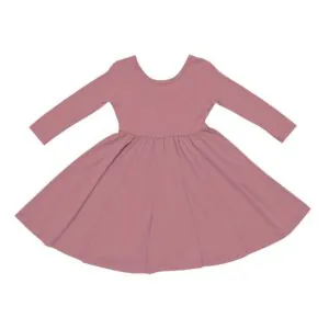 Kyte BABY Long Sleeve Twirl Dress in Dusty Rose
