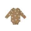Jamie Kay Organic Cotton Fernley Long Sleeve Bodysuit in Bears Caramel Cream