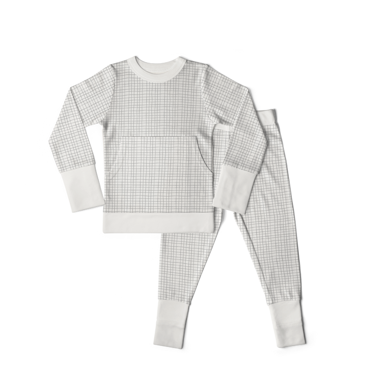 Bamboo Organic Cotton Loungewear Set in Gridlock from Goumi