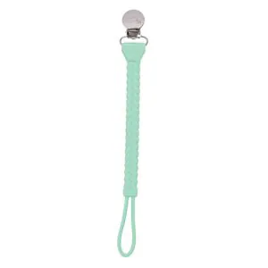 Itzy Ritzy Sweetie Strap Silicone One-Piece Pacifier Clips in Mint Braid