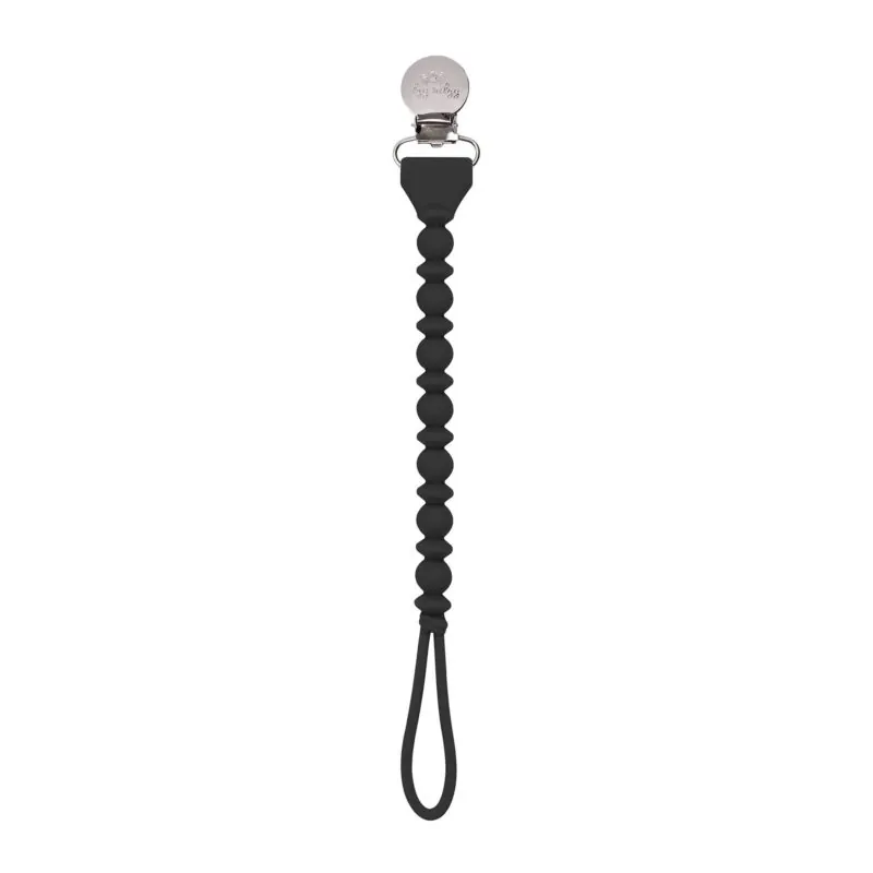 Itzy Ritzy Sweetie Strap Silicone One-Piece Pacifier Clips in Midnight Beaded