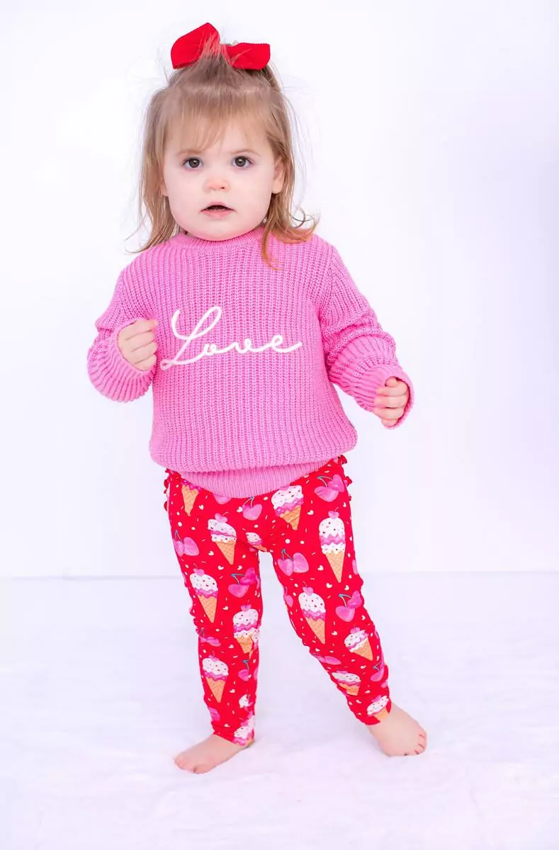 Pink Love Chunky Knit Sweater from Birdie Bean