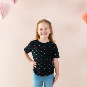 Kyte BABY Toddler Crew Neck Tee in Midnight Rainbow Heart