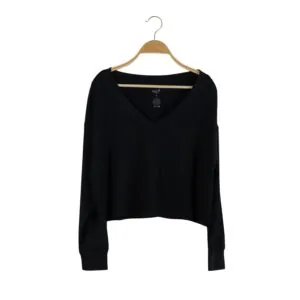 Kyte BABY Women's Ribbed Long Sleeve Crop Top in Midnight 