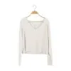 Kyte BABY Women's Ribbed Long Sleeve Crop Top in Oat 