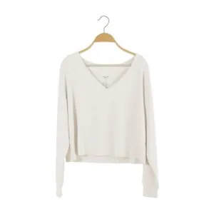 Kyte BABY Women's Ribbed Long Sleeve Crop Top in Oat 
