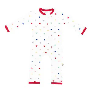 Kyte BABY Zippered Romper in Cloud Rainbow Heart