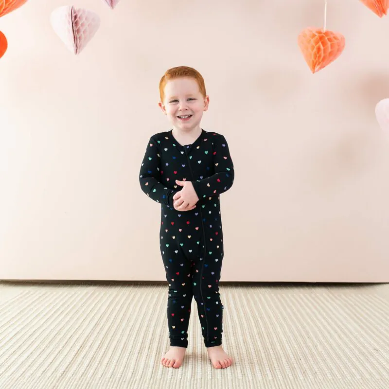 Zippered Romper in Midnight Rainbow Heart from Kyte BABY