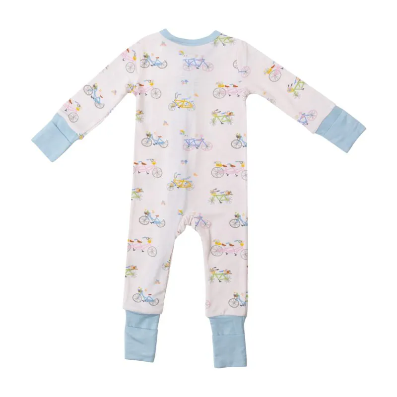 Bikes in Pink Bamboo Viscose Romper from Angel Dear