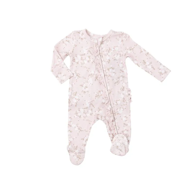 Angel Dear Floaty Day Daisies Bamboo Viscose Ruffle Front Footie