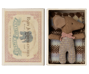 Maileg Sleepy Wakey Baby Mouse in Matchbox in Rose