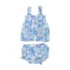 Roses In Blue Muslin Ruffly Strap Top And Bloomer Set