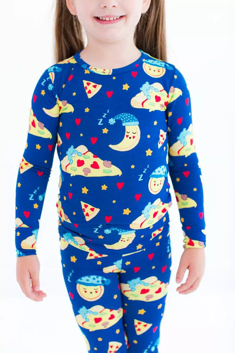 Birdie Bean Care Bears Bedtime Pizza Bamboo Viscose Long Sleeve 2-Piece Pajamas