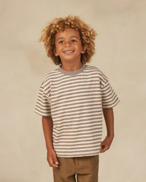 Rylee + Cru Relaxed Tee In Charcoal Stripe