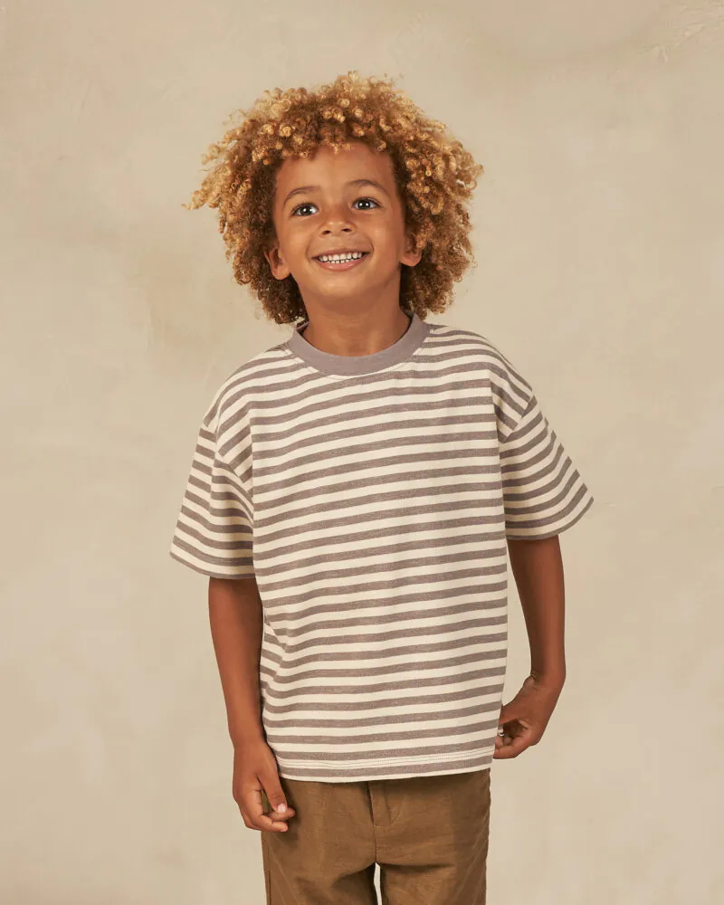 Rylee + Cru Relaxed Tee In Charcoal Stripe