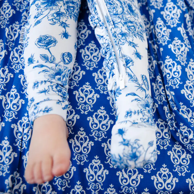 Something Blue Bamboo Viscose Ruffle Convertible Footie