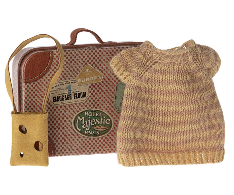 Maileg Knitted Dress and Bag in Suitcase for Big Sister Mouse