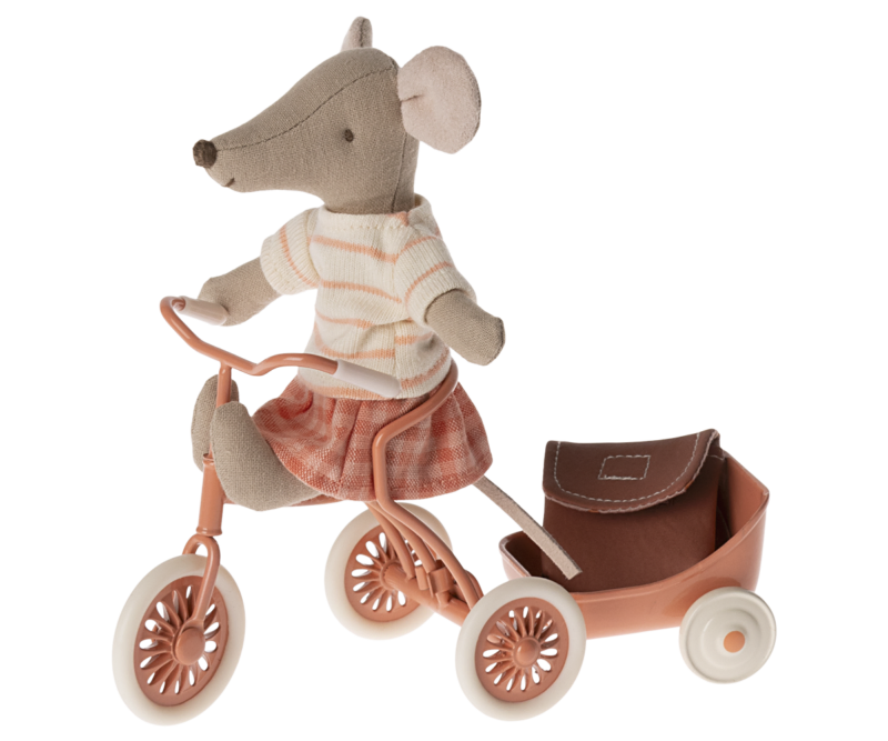 Big Sister Tricycle Mouse In Coral from Maileg
