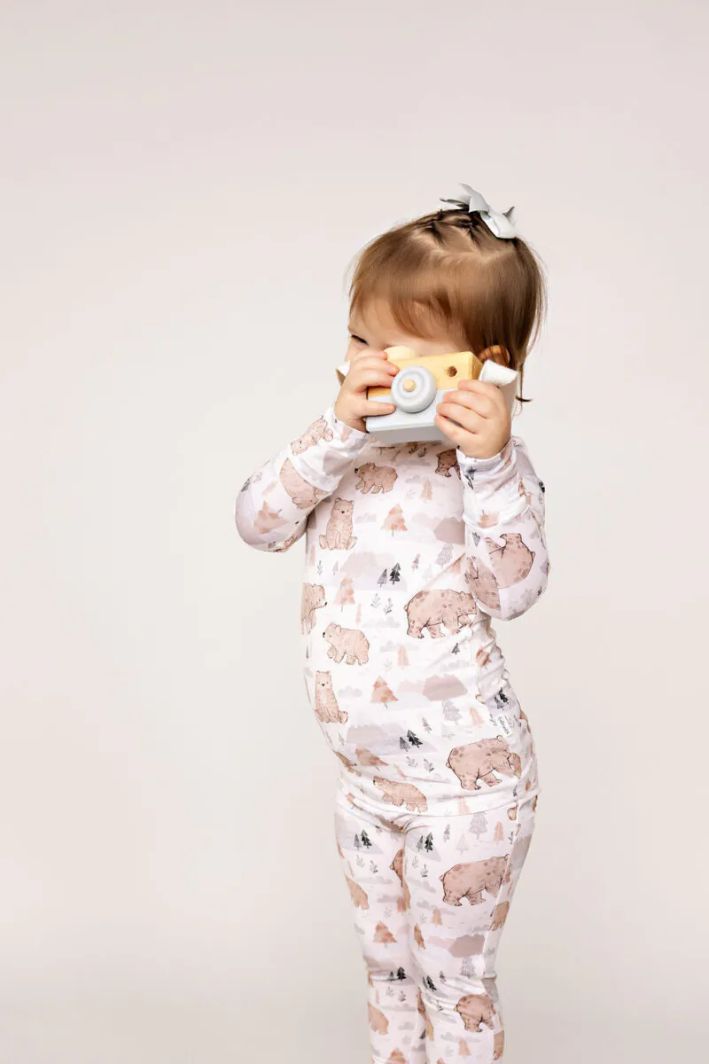 Mountain Bears Bamboo Viscose Two-Piece Pajama Set from Butterscotch Babies