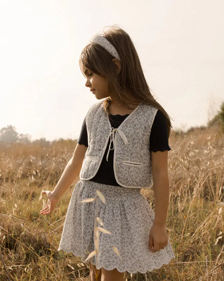 Smocked V Mini Skirt In Ditsy from Rylee & Cru