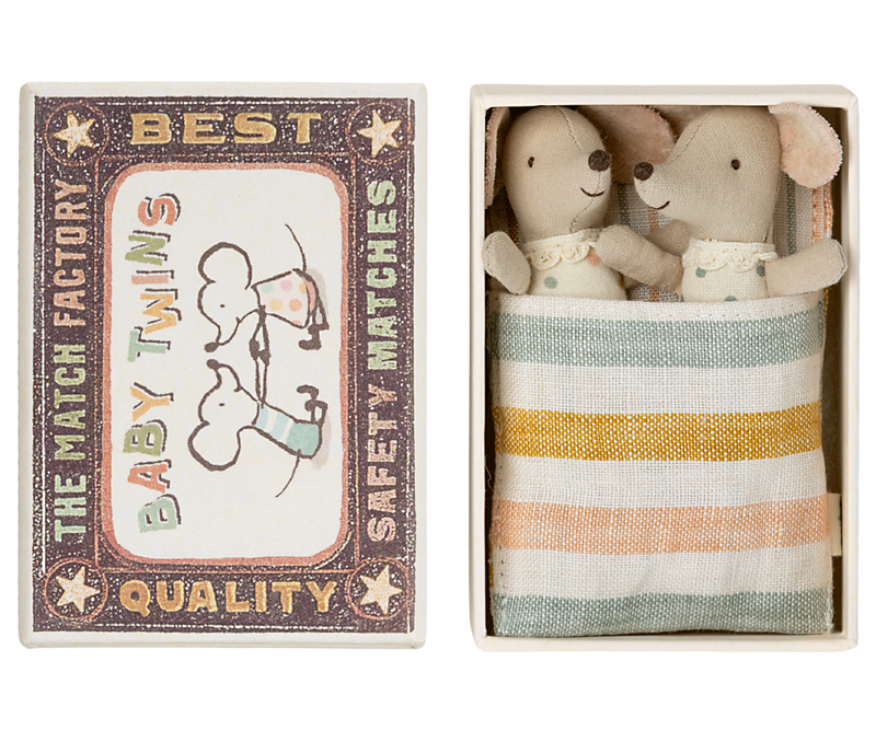 Maileg Twins Baby Mice in Matchbox