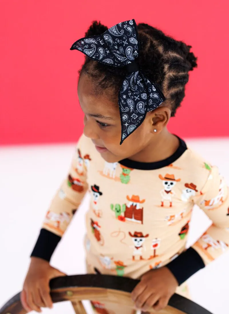Birdie Bean Black Paisley Clippy Bow