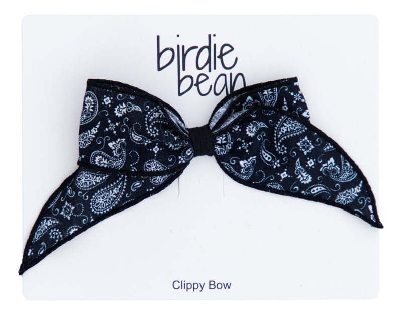 Birdie Bean Black Paisley Clippy Bow