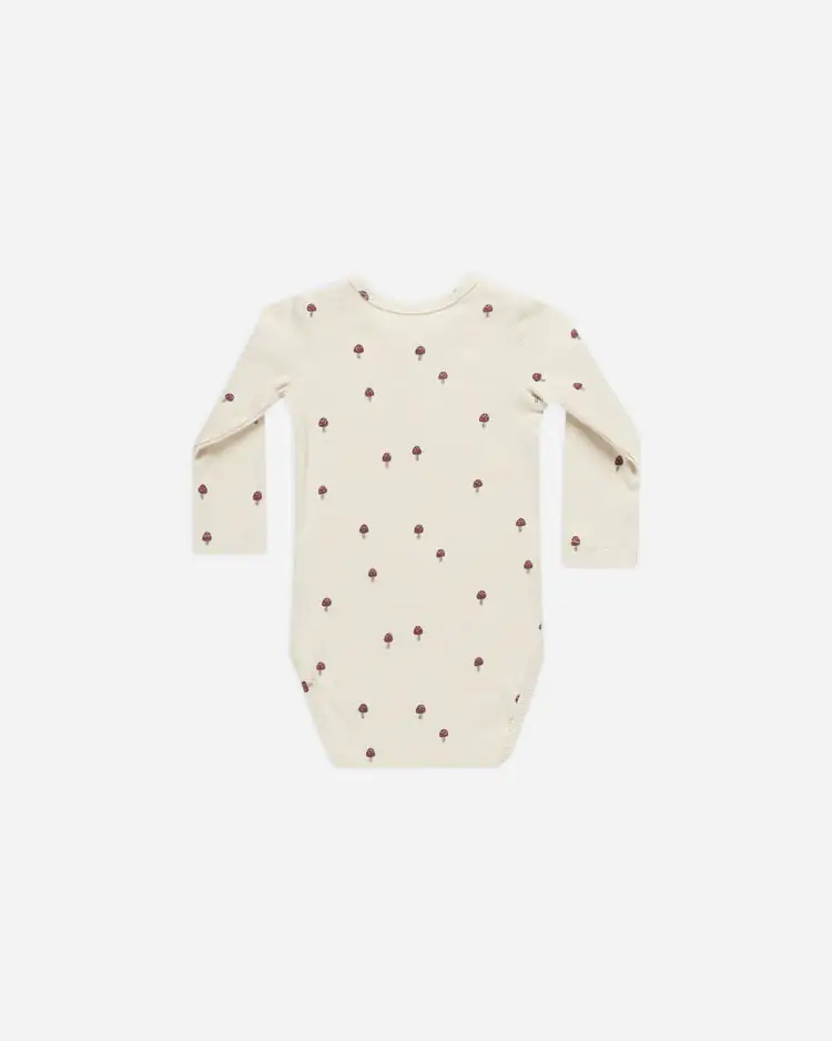 Ribbed Long Sleeve Bodysuit In Mushrooms from Quincy Mae