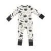 Black and White Halloween Bamboo Viscose Zipper Romper