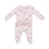Gray Elephants On Pink Ruffle Zipper Footie from Angel Dear
