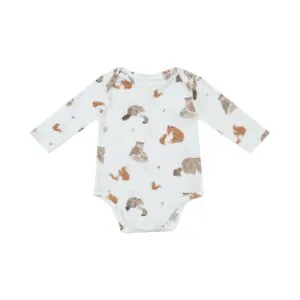 Angel Dear Mixed Woodland Animals On Blue Bamboo Viscose Bodysuit