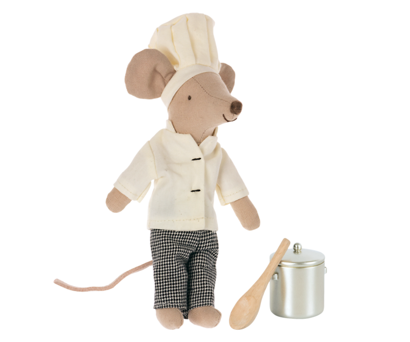 Maileg Chef Mouse with Soup Pot and Spoon
