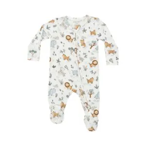 Angel Dear Delicate Safari Bamboo Viscose Zipper Footie