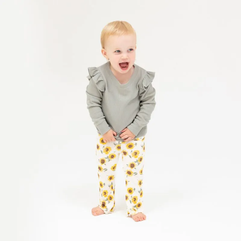 Ribbed Baby Sunflowers Ruffled Waffle Shirt Outfit Set available at Blossom