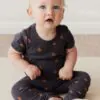 Jamie Kay Organic Cotton Hudson Short Sleeve Bodysuit in Fox Cubs Constellation 