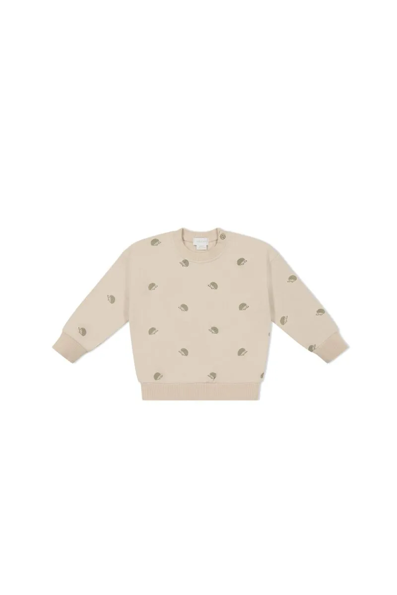 Organic Cotton Kit Sweatshirt in Henry Hedgehog Birch 