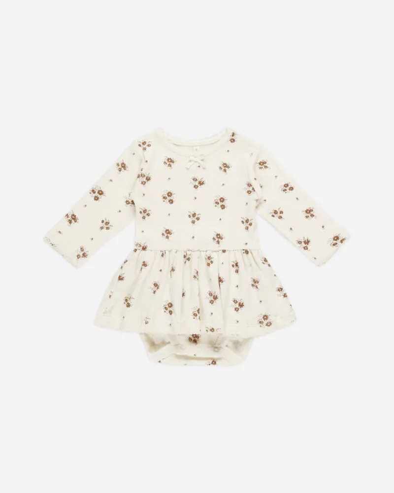 Pointelle Skirted Bodysuit In Autumn Flora from Quincy Mae