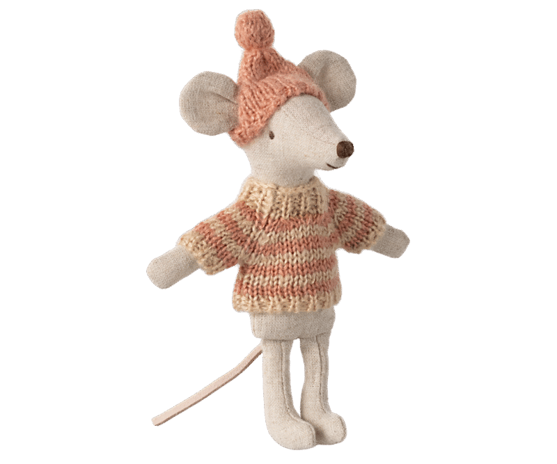 Knitted Sweater and Hat for Big Sister Mouse made by Maileg