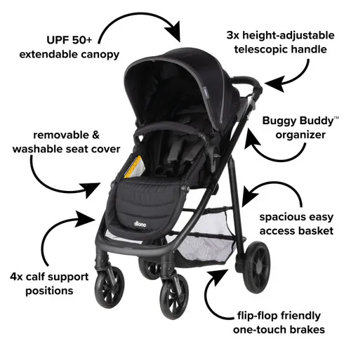 Diono Quantum 4 3-in-1 Travel System With LiteClik 30 R SafePlus Infant Car Seat