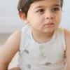 Pima Cotton Noah Playsuit in Henry Hedgehog Birch  from Jamie Kay
