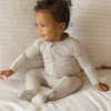 Quincy Mae Bamboo Zip Footie In Snowmen