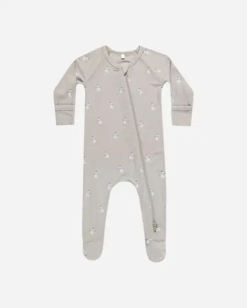 Bamboo Zip Footie In Snowmen from Quincy Mae