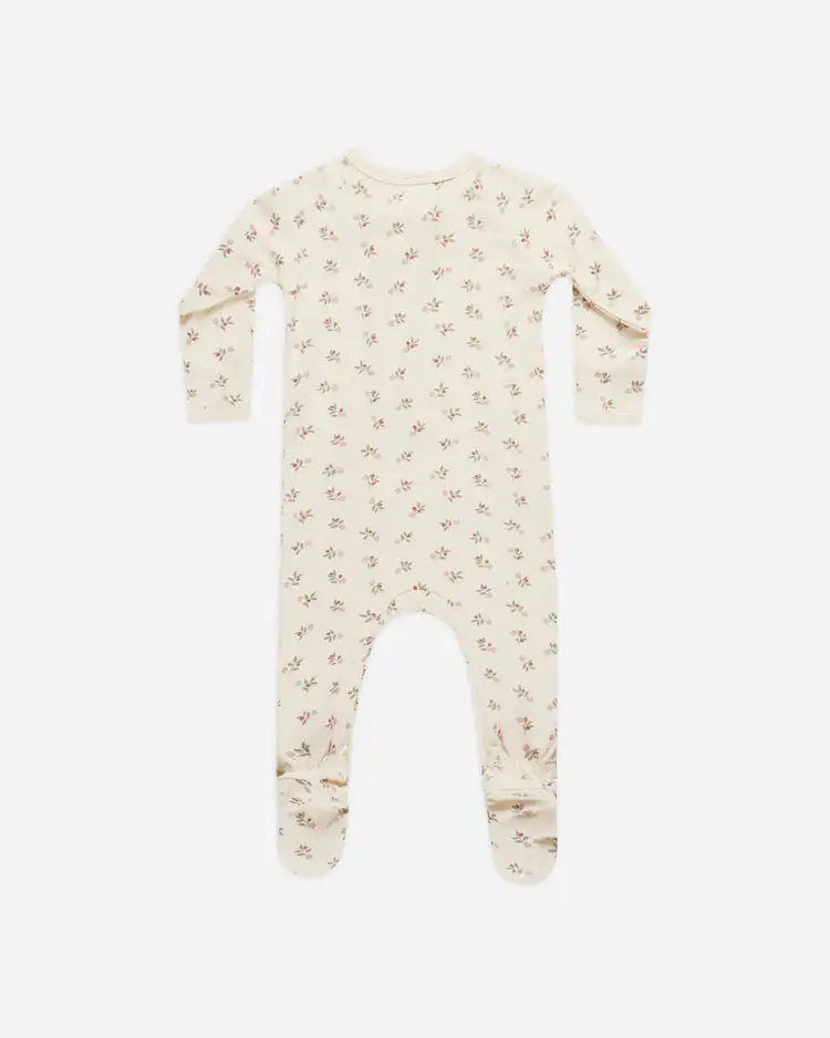 Bamboo Zip Footie In Holly Berry