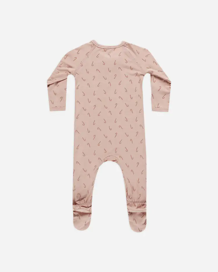 Bamboo Zip Footie In Candy Cane