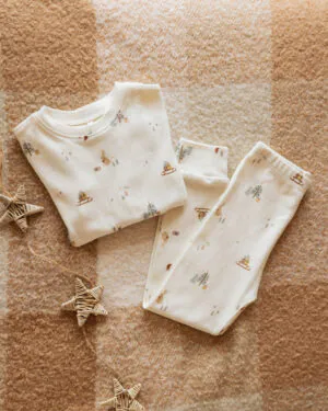 Rylee + Cru Organic Long Sleeve Pajama Set in Presents